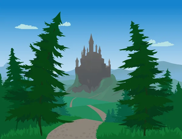 Пейзаж с замком — стоковый вектор