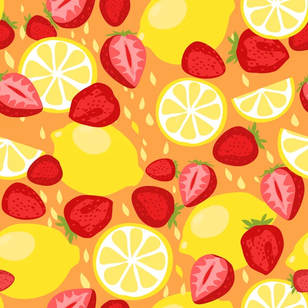 Limones y fresas patrón sin costura — Vector de stock