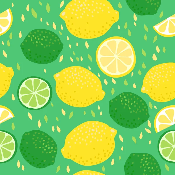 Limones y Limas patrón sin costura — Vector de stock