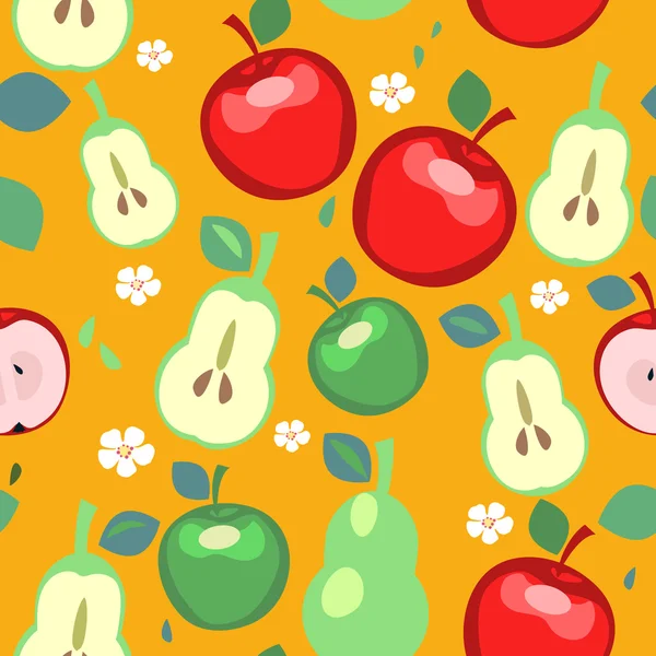 Pears and Apples Seamless Pattern — Stock Vector