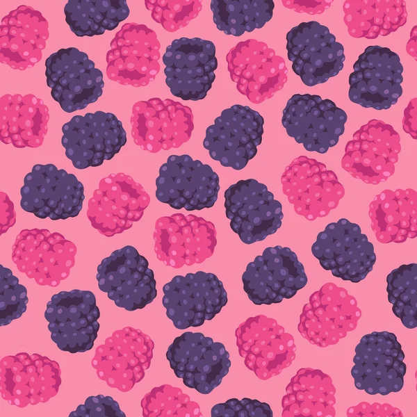 Blackberries y frambuesas patrón sin costura — Vector de stock