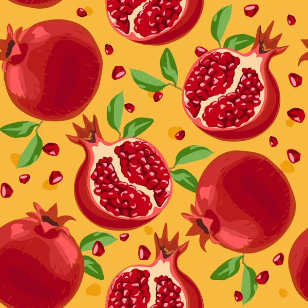 Pomegranate Seamless Pattern — Stock Vector