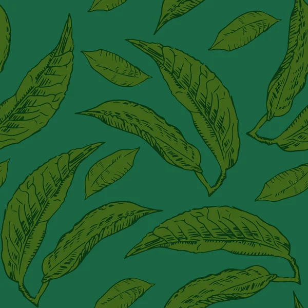 손으로 그린된 원활한 잎 패턴 — 스톡 벡터