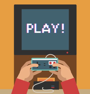 Monitör ekran retro video oyunu ile
