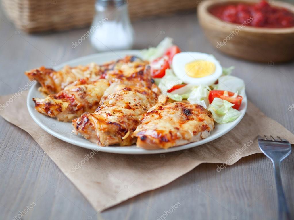 Chicken breast with a cheese crust ⬇ Stock Photo, Image by © ulitka108