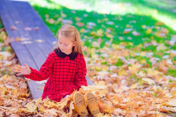 Αξιολάτρευτο κοριτσάκι σε εξωτερικούς χώρους σε όμορφη μέρα του φθινοπώρου — Φωτογραφία Αρχείου