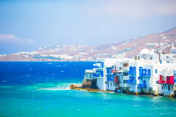 Little Venice a atração mais popular em Mykonos Island Greece, Cyclades — Fotografia de Stock