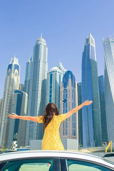 Summer car trip and young woman on vacation Royalty Free Stock Images