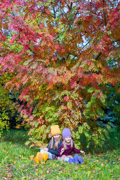 Dos chicas adorables al aire libre en el bosque de otoño —  Fotos de Stock