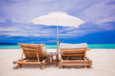 plaj tropikal plaj tatil için ahşap sandalye