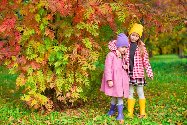 Schattige kleine meisjes op mooie herfst dag in de buitenlucht — Stockfoto