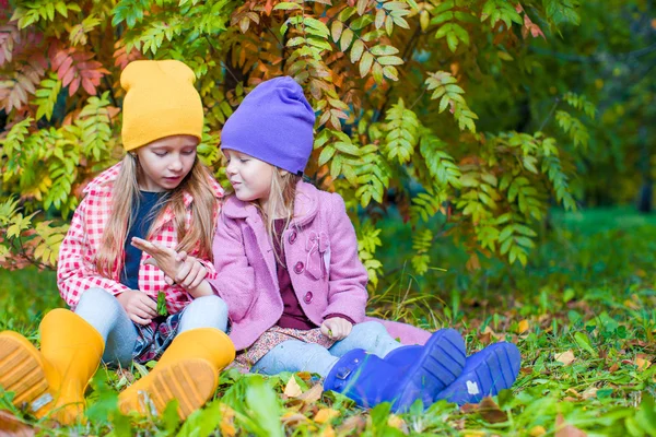 Adorable little girls at beautiful autumn day outdoors — Stock Photo, Image