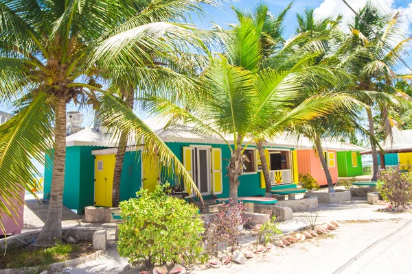 Bright colored houses on an exotic Caribbean island — Stock Photo, Image