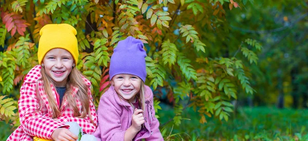 Adorable little girls at beautiful autumn day outdoors — Stock Photo, Image