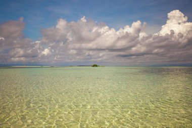 Issız adada güzel beyaz tropikal plaj
