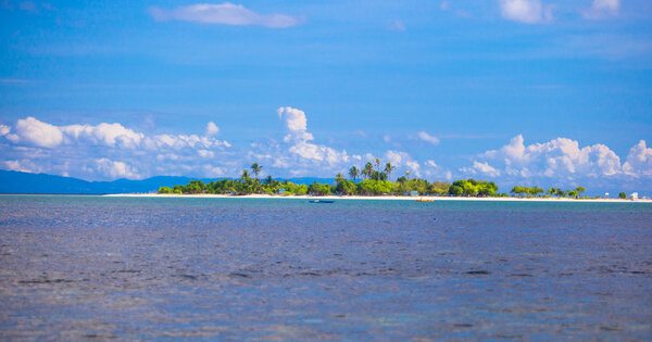 Uninhabited tropical island in the open ocean in the Philippines