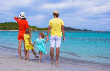 yaz plaj tatil sırasında mutlu bir aile