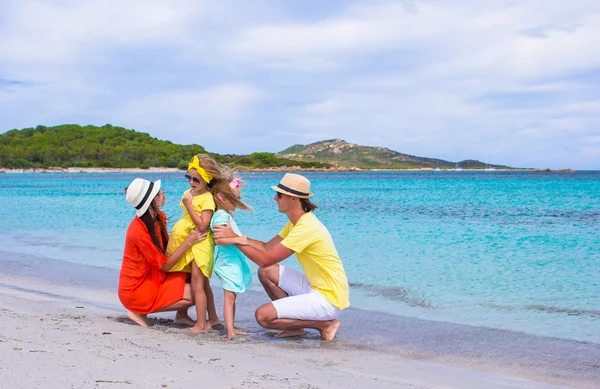 Yaz tatili sırasında dört kişilik mutlu aile — Stok fotoğraf