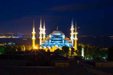 gün batımında Sultanahmet Camii-istanbul, Türkiye, sultanahmet bölgesinde