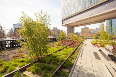 Sunny spring day on New Yorks High Line clipart
