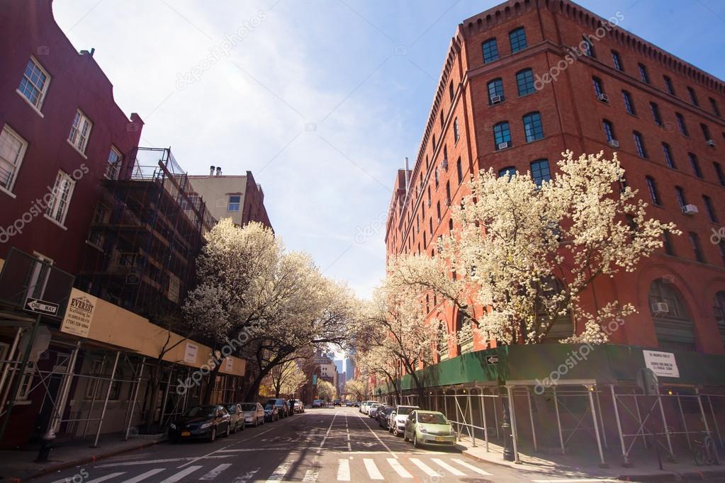 Empty streets in West Village at New York Manhattan