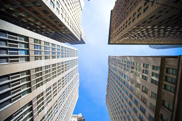 Newyorské mrakodrapy pohled nahoru — Stock fotografie