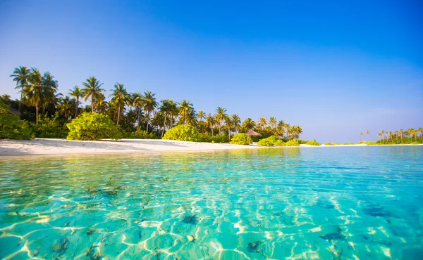 Praia branca perfeita com água azul-turquesa na ilha ideal — Fotografia de Stock