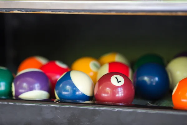 Biljartballen in een pooltafel — Stockfoto