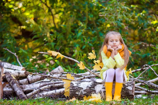 Adorable niña al aire libre en hermoso día de otoño — Foto de Stock