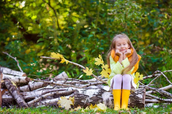 Αξιολάτρευτο κοριτσάκι σε εξωτερικούς χώρους σε όμορφη μέρα του φθινοπώρου — Φωτογραφία Αρχείου