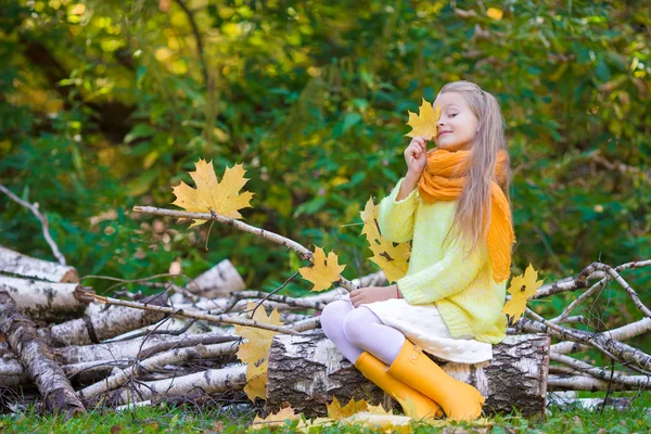 Adorable little girl outdoors at beautiful autumn day — Stock Photo, Image