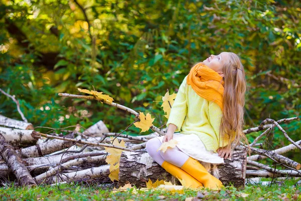 Adorable niña al aire libre en hermoso día de otoño — Foto de Stock