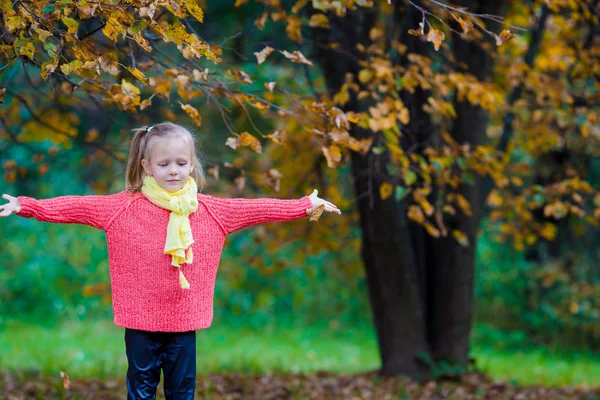 Adorable little girl outdoors at beautiful autumn day — Stock Photo, Image