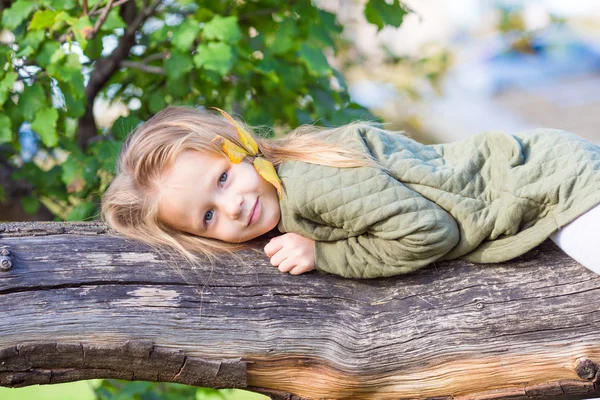 Adorabile bambina all'aperto durante la bella giornata autunnale — Foto Stock