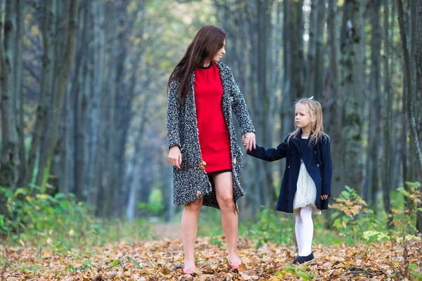 秋の公園屋外で母親とかわいい女の子 — ストック写真