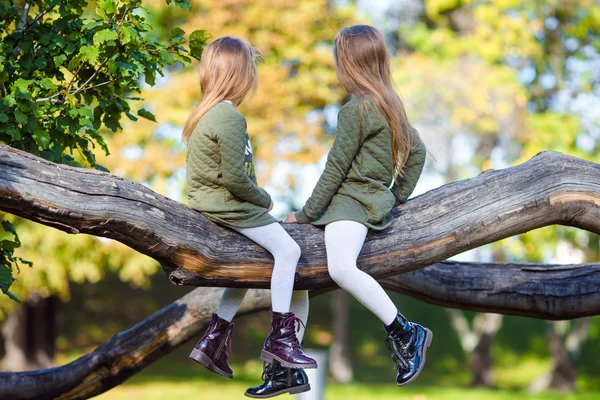 Piccole ragazze adorabili all'aperto nella calda giornata autunnale — Foto Stock