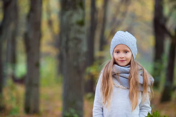 Adorable little girl outdoors at beautiful autumn day — Stock Photo, Image