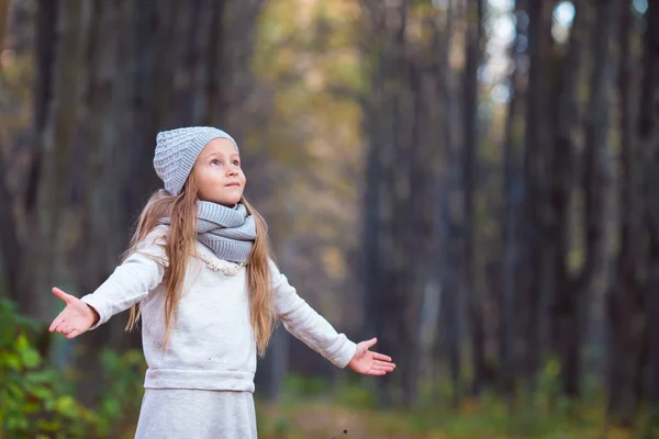 Adorable little girl outdoors at beautiful autumn day — Stock Photo, Image