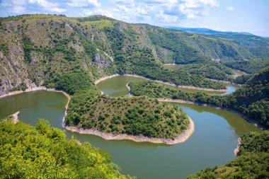 Sırbistan 'ın Uvac nehri kanyonunun güzel kanatları.