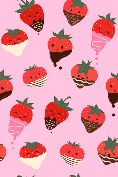 Chocolate Covered Strawberries Seamless Pattern Vector Image Stock Illustration