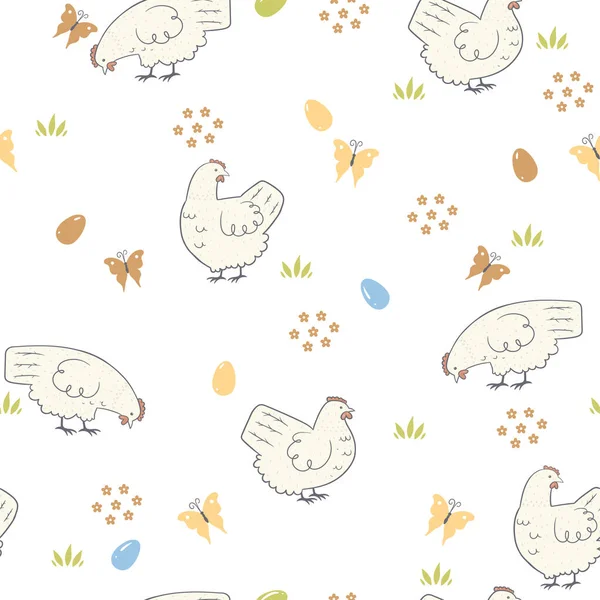 Easter Seamless Pattern Chickens Vector Image — Stock Vector