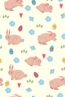 Tavşanların yay gibi pürüzsüz deseni. Vektör resmi.