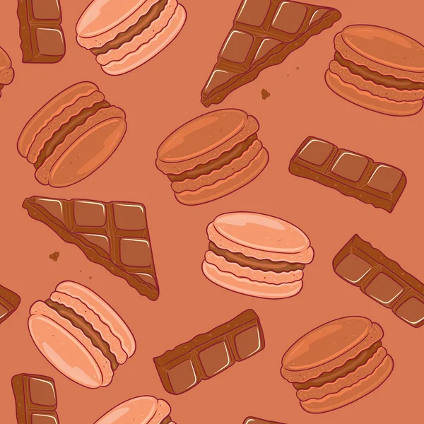 Seamless Pattern Chocolate Macaroons Vector Image — Stock Vector