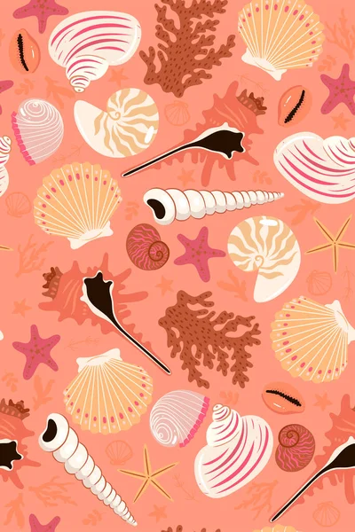 Seamless Pattern Seashells Starfish Vector Image — Stock Vector