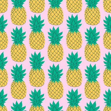 Pembe arka planda ananas deseni var. Vektör resmi.