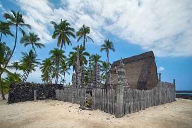 Hale o Keawe. Pu 'uhonua O Hnaunau Ulusal Tarih Parkı. Büyük Ada Hawaii