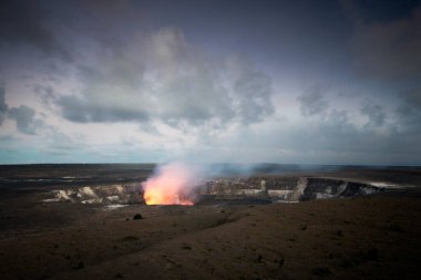 Kilauea volcano at dusk. Volcanoes National Park, Big Island Hawaii clipart