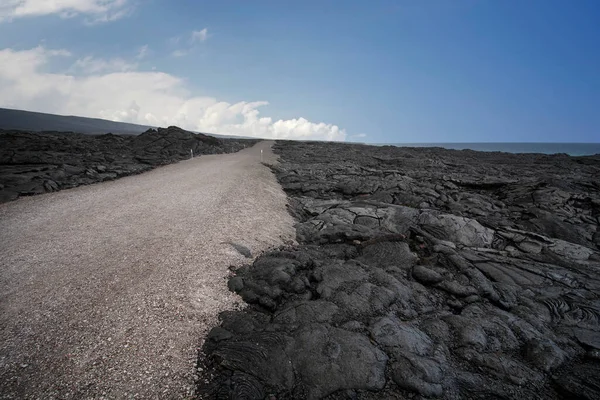 Emergency Evacuation Road Built Old Lava Flow Chain Craters Road — Stock Photo, Image