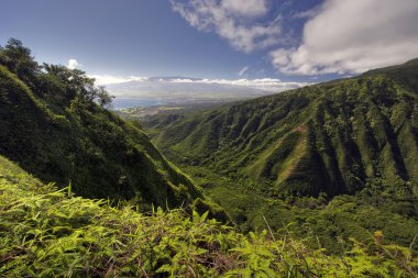 Waihee Ridge iz üzerinde seyir Kahului ve Haleakala, Maui, Hawaii,