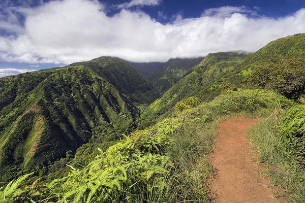 Sentier Waihee Ridge, surplombant Kahului et Haleakala, Maui, Hawaï — Photo